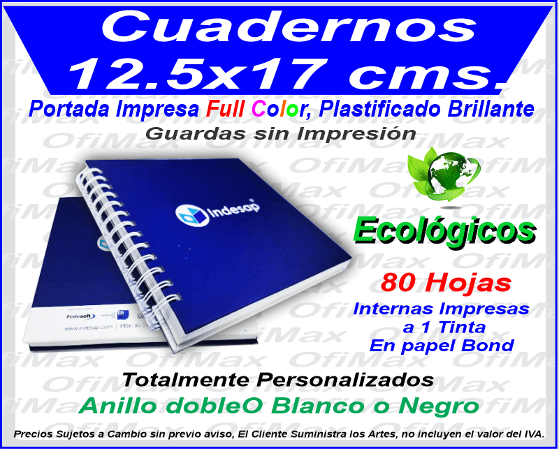 cuadernos publicitarios para empresas 12x17  , bogota, colombia